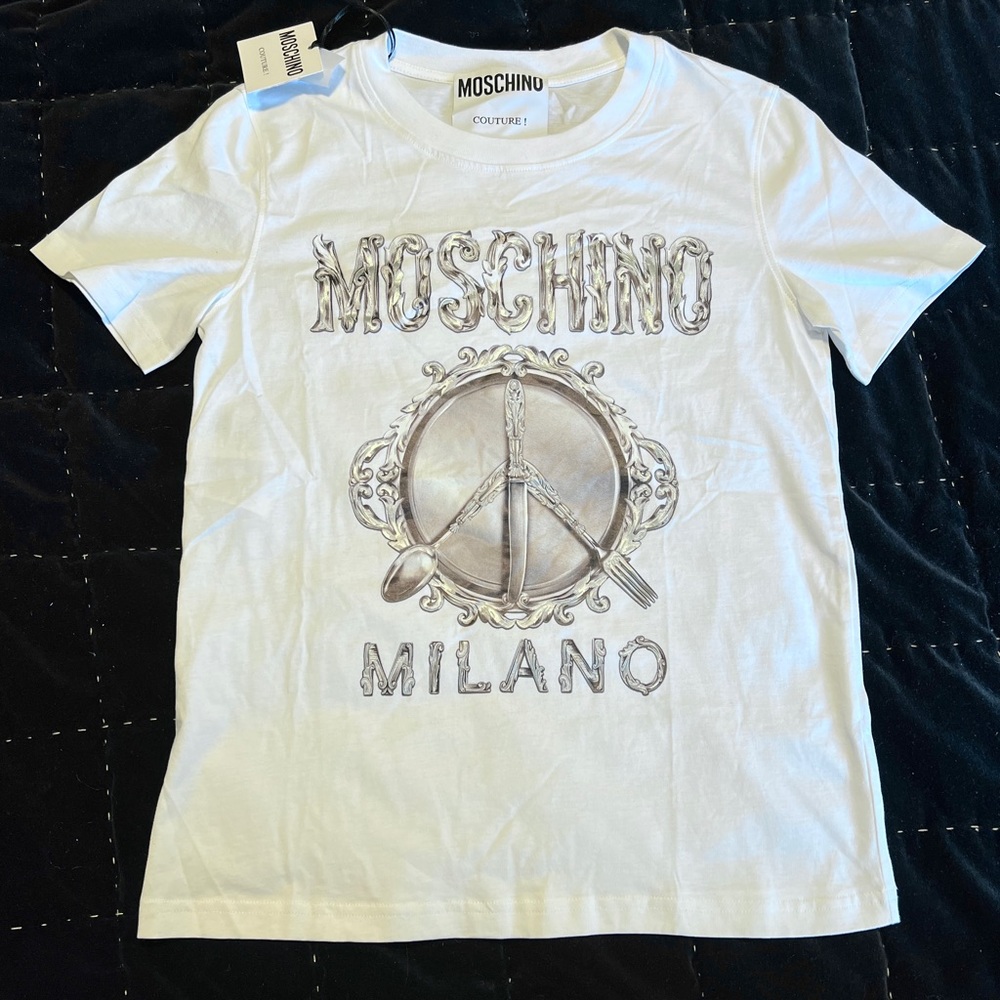 NWT Moschino Cutlery Logo T-Shirt